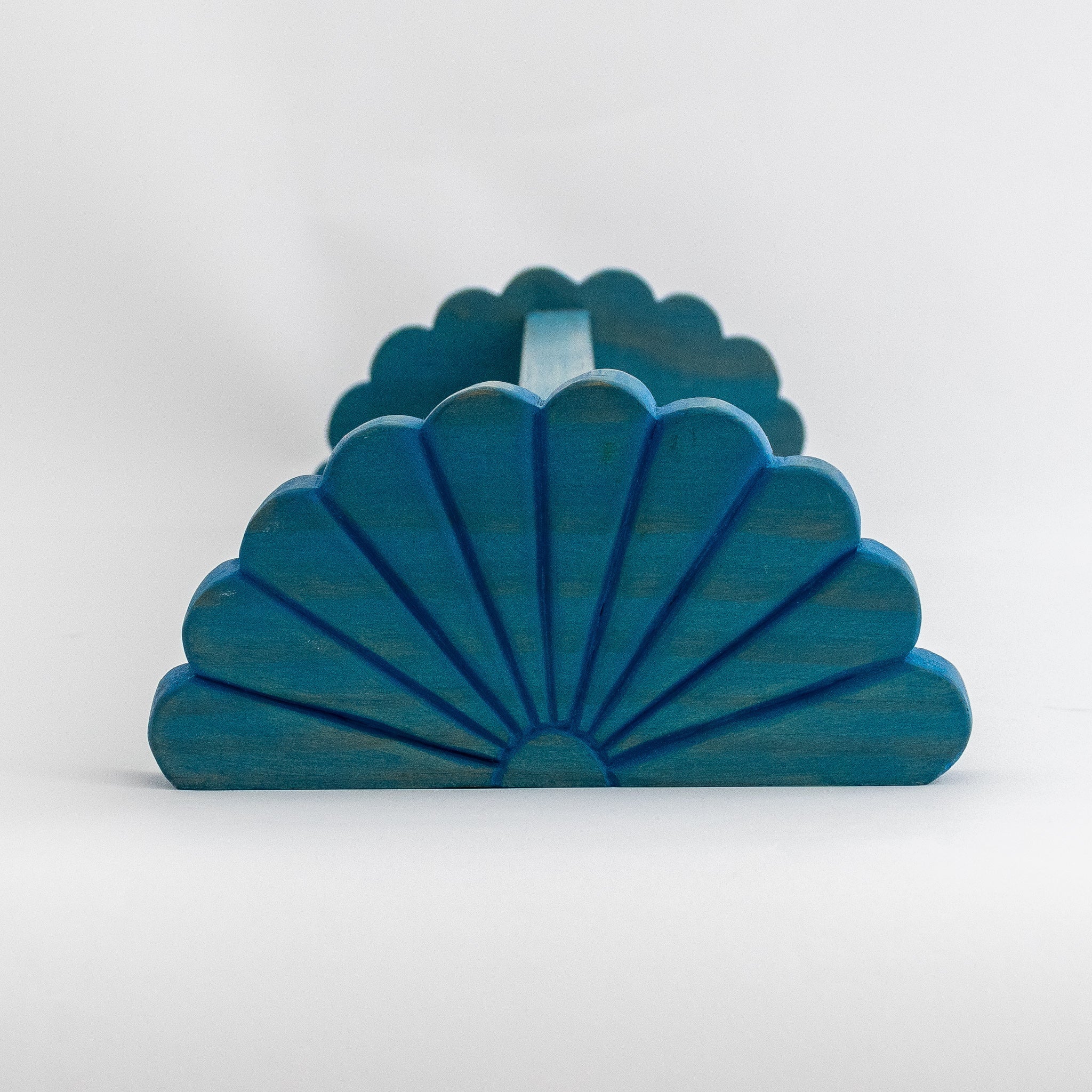 Blue Wooden Shelf with Half Rosette by Joe Kierst - Homekeep Studio