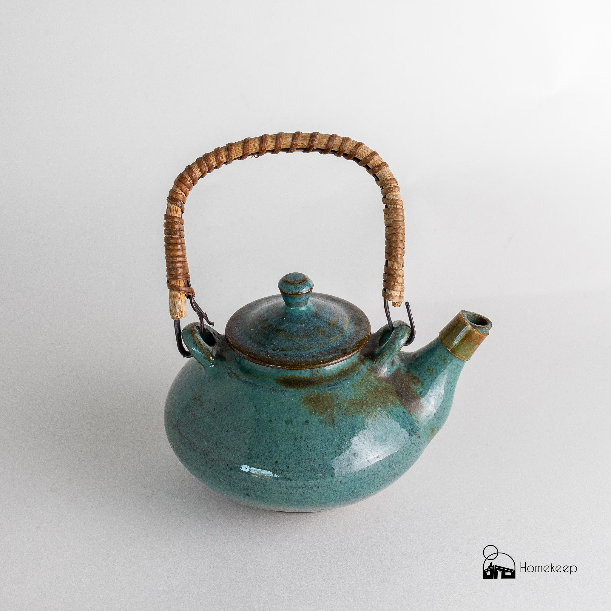 Ceramic Teapot with Wicker Handle - Homekeep Studio