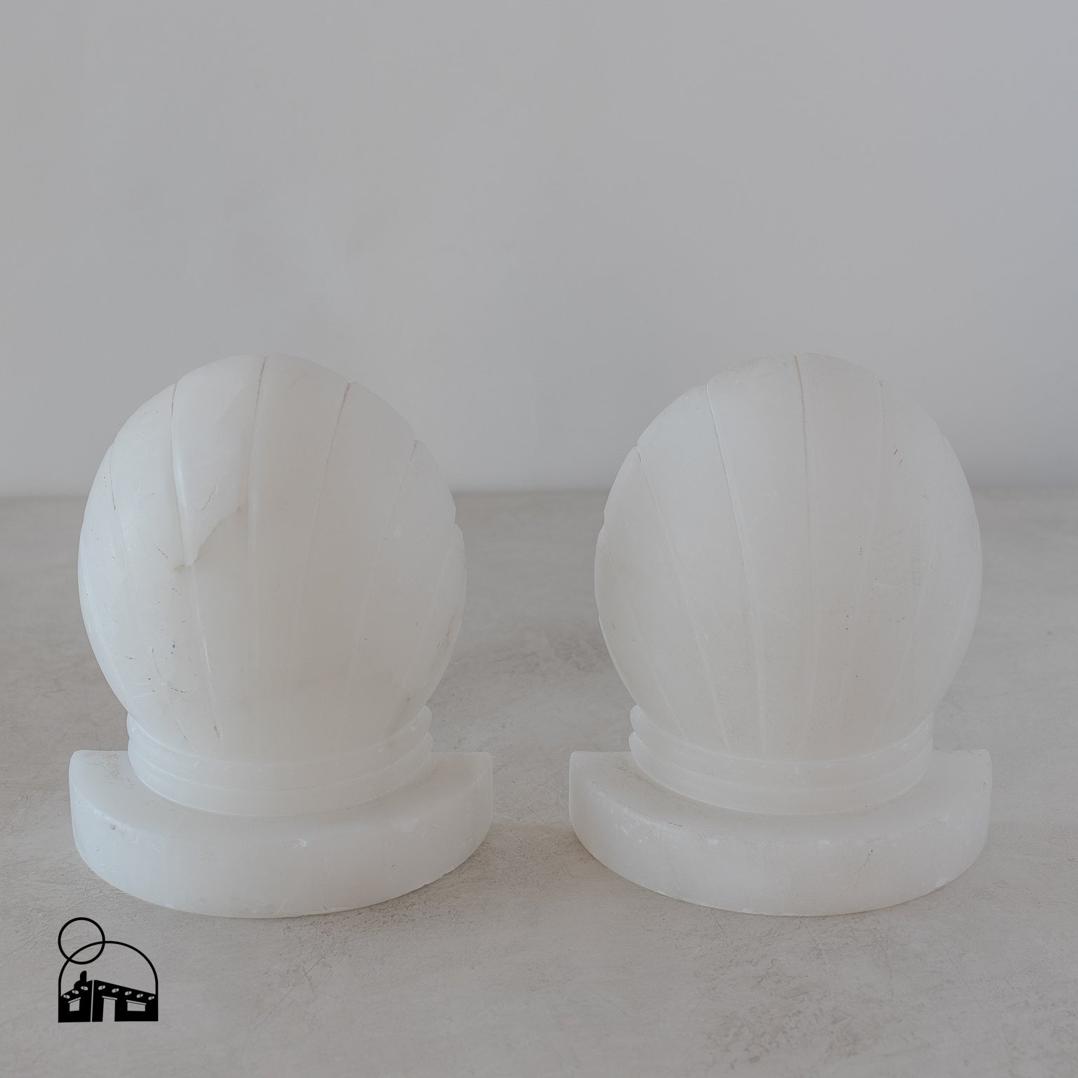 Handcarved White Stone Bookends - Homekeep Studio