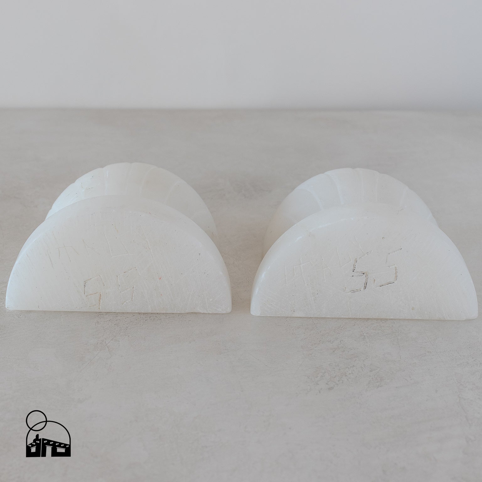 Handcarved White Stone Bookends - Homekeep Studio