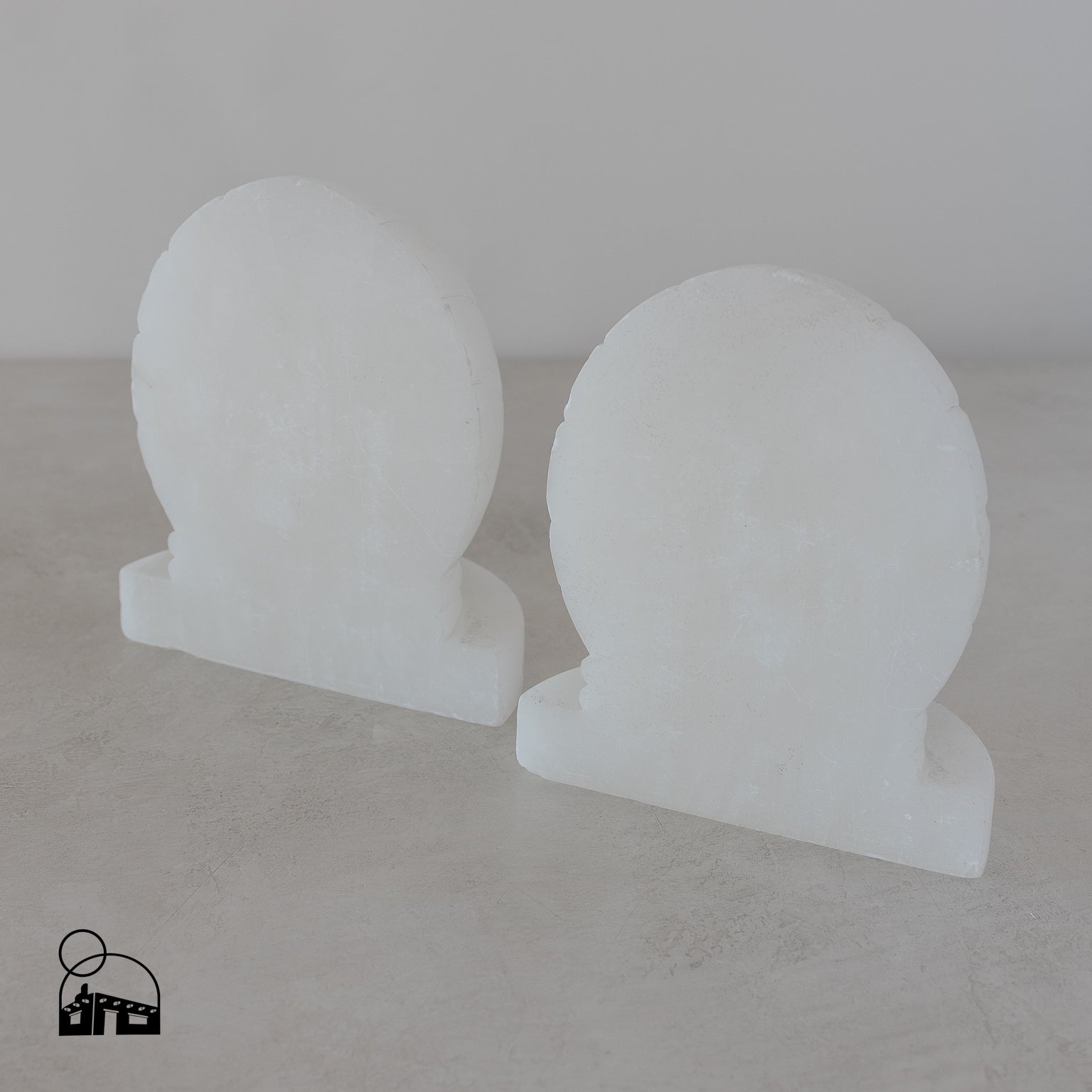 Handcarved White Stone Bookends - Homekeep Studio