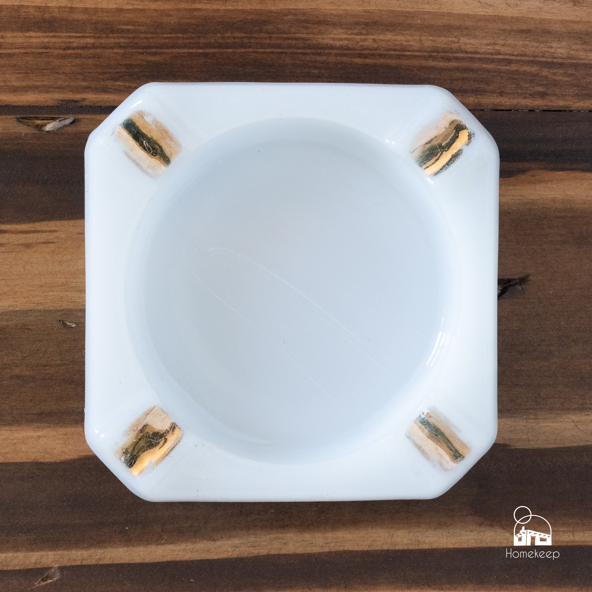 Milk Glass with Gold Accent Ashtray - Homekeep Studio