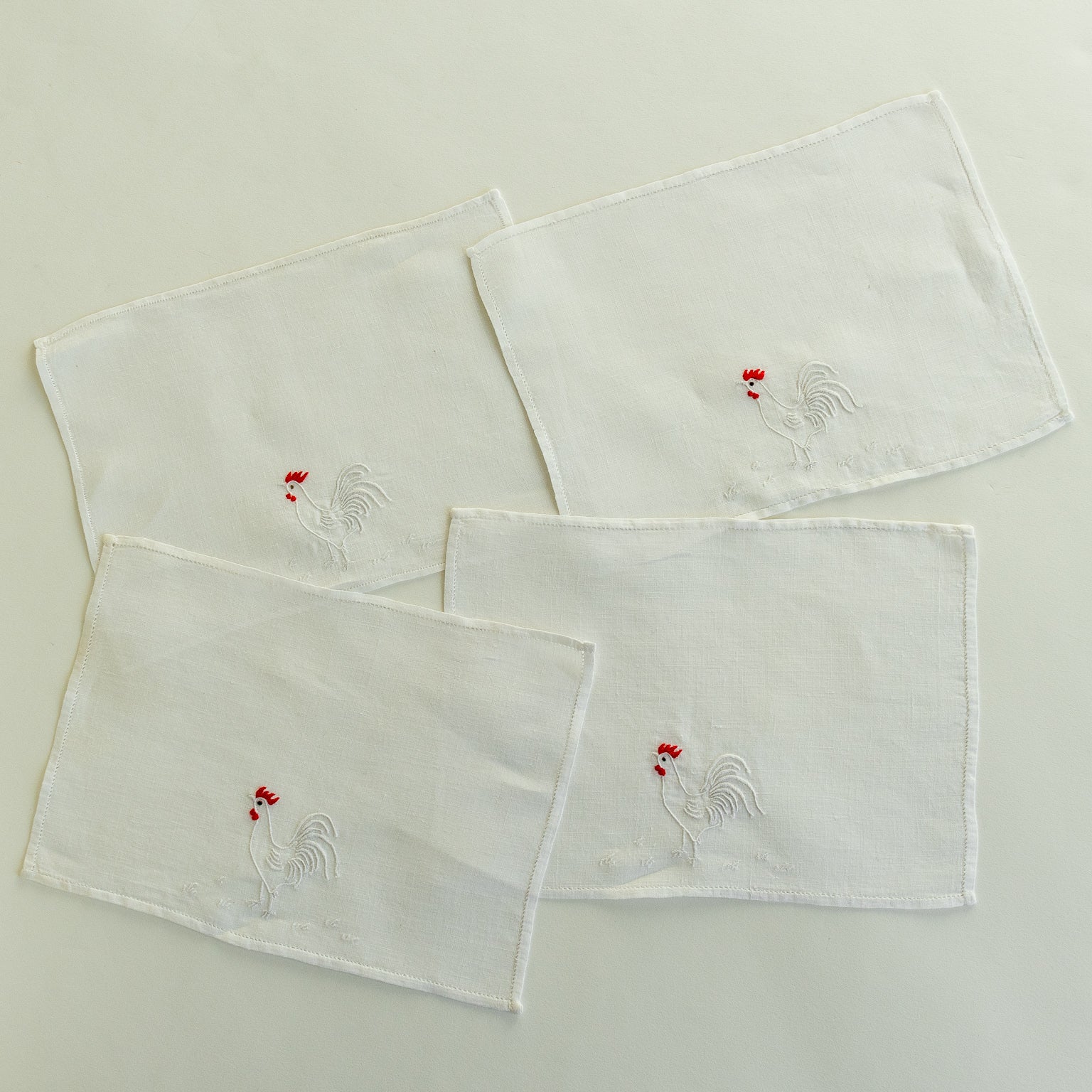 Rooster White Cocktail Napkin Set - Homekeep Studio