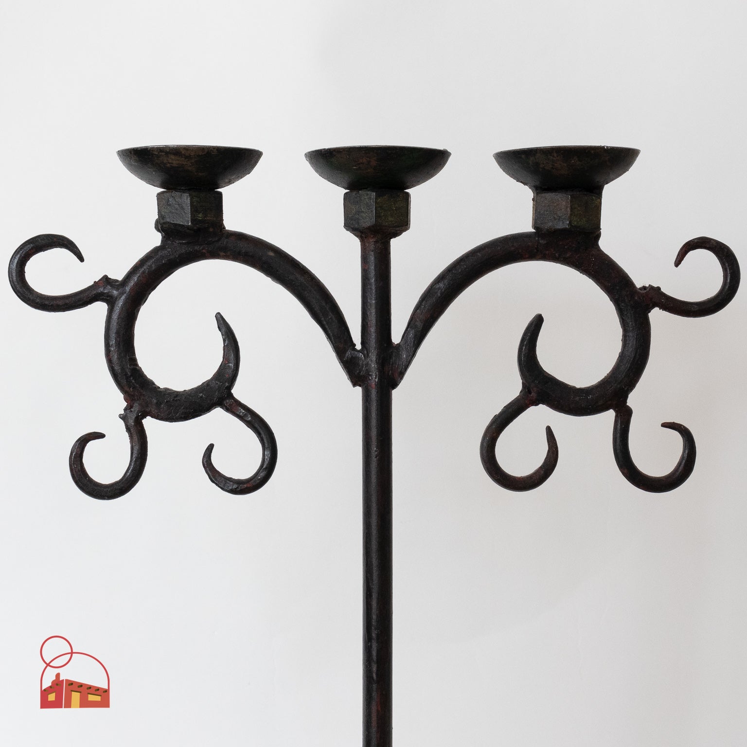 Rustic Wrought Iron Three - Arm Candelabra - Homekeep Studio