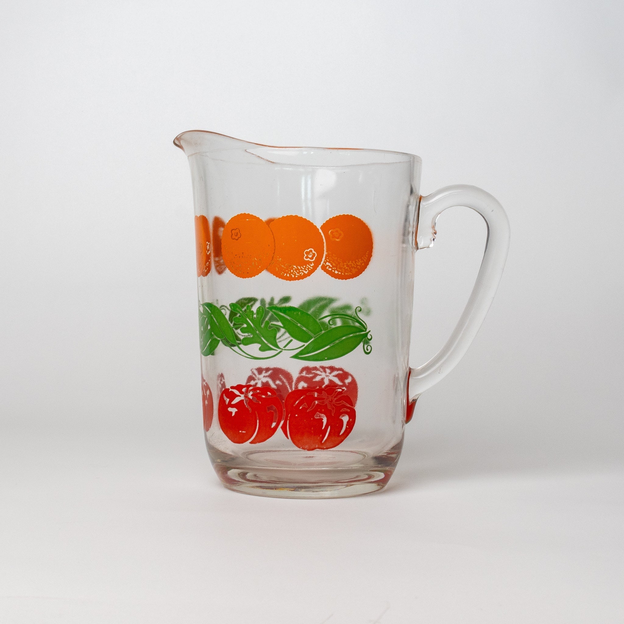 Vintage Glass Juice Pitcher with Fruit Motif - Homekeep Studio