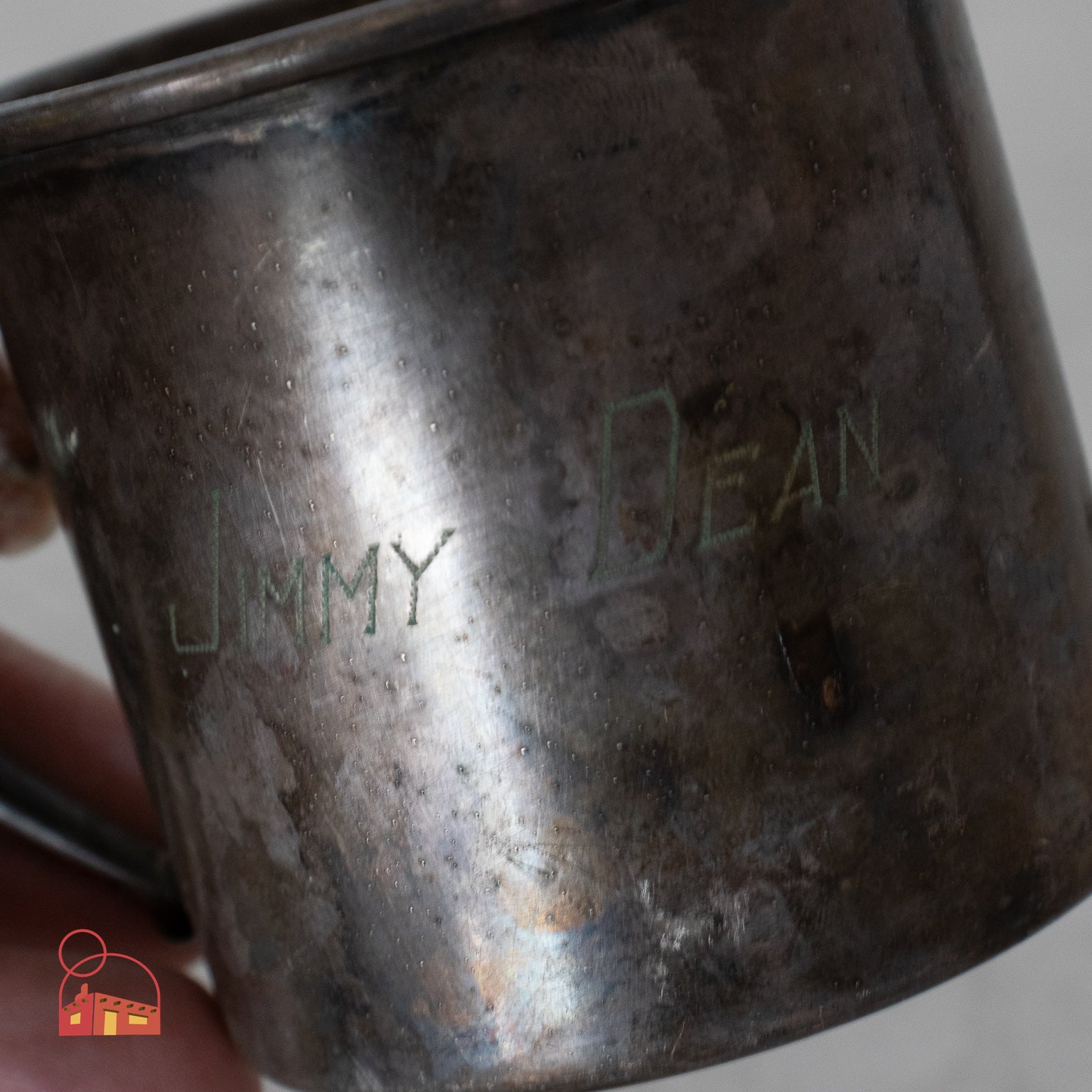 Vintage Silver Plate Mug with Patina - "Jimmy Dean" Engraved - Homekeep Studio