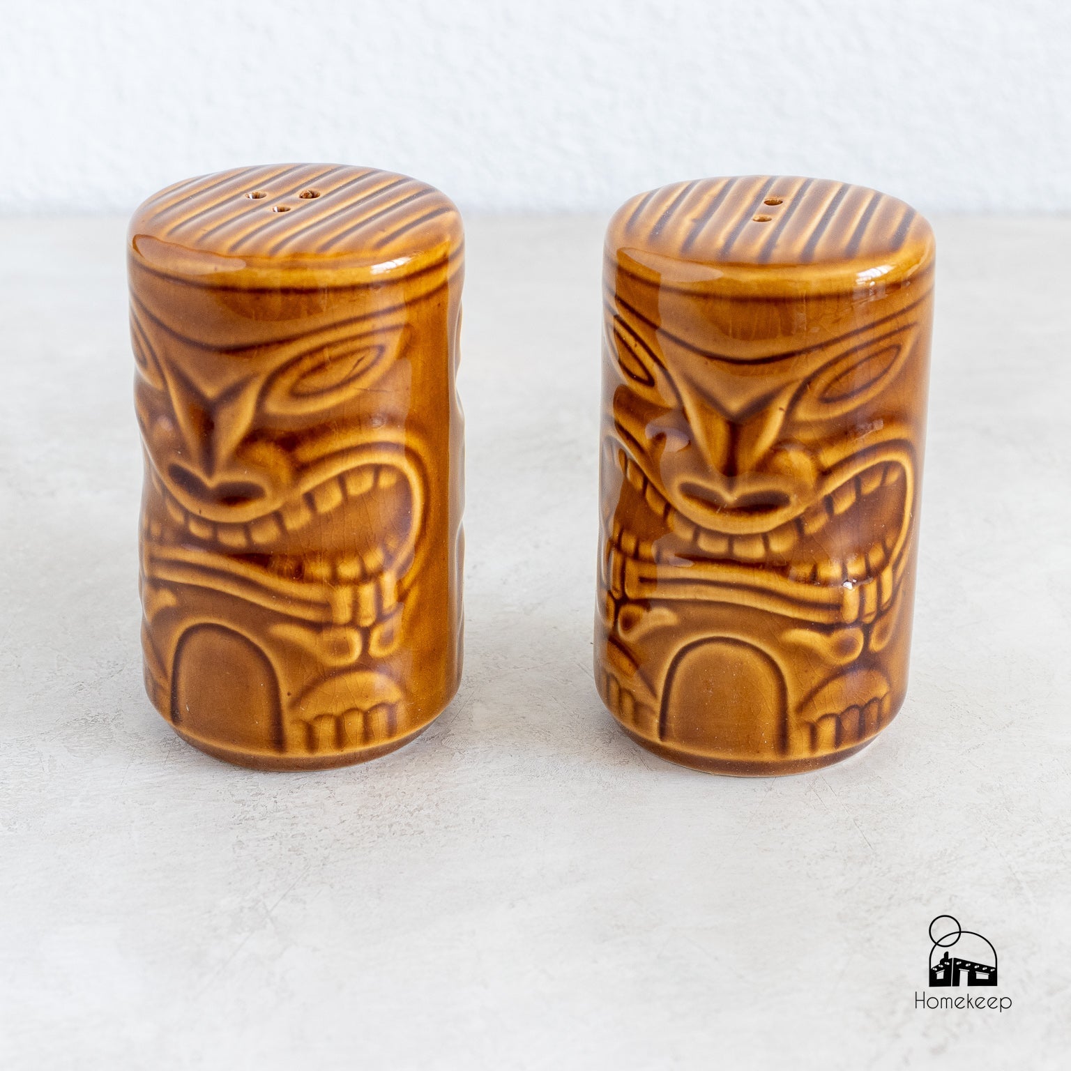 Vintage Tiki Ceramic Salt and Pepper Shakers - Homekeep Studio